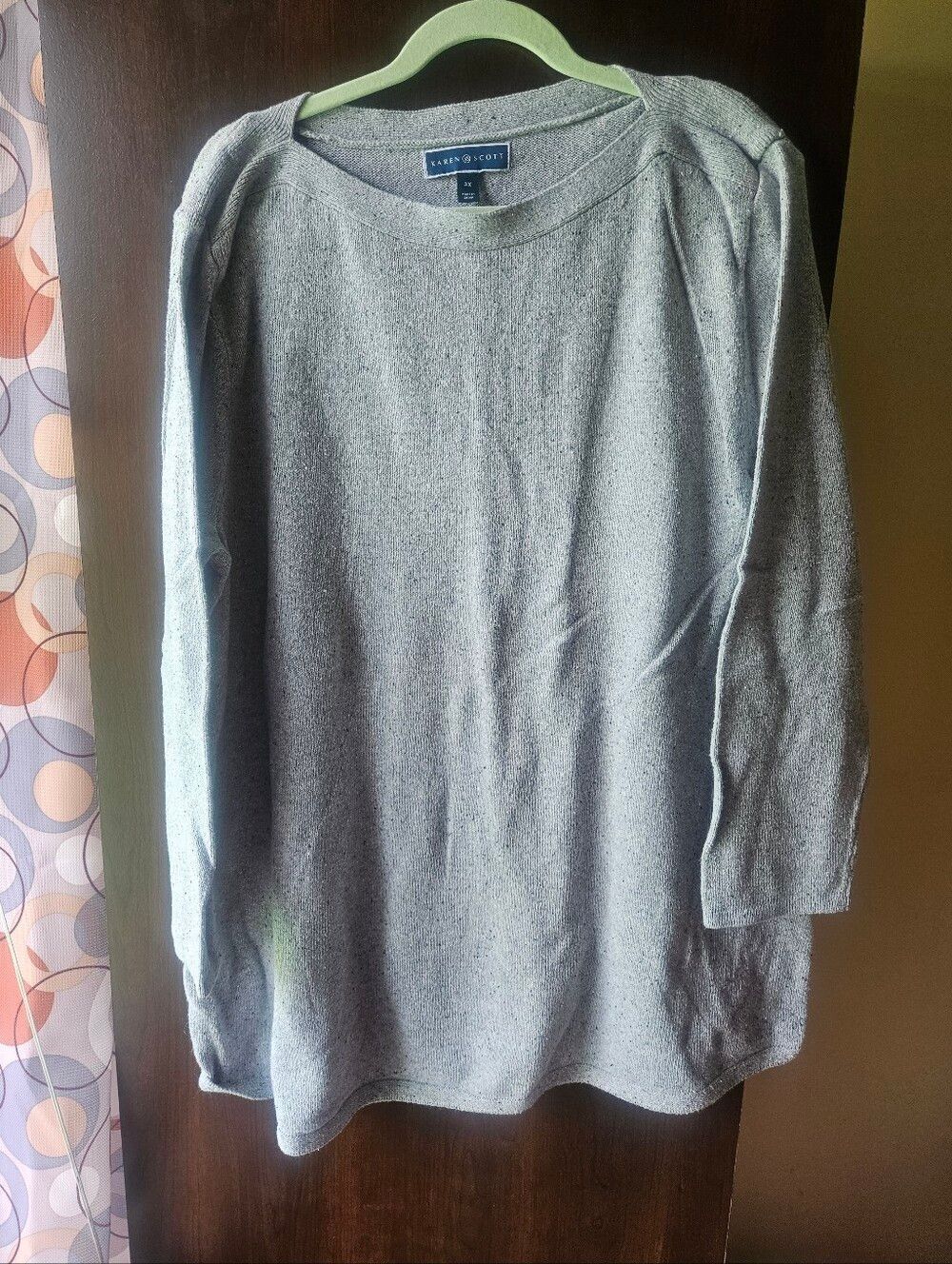 Karen Scott Light Gray Crewneck Sweater Size 3X